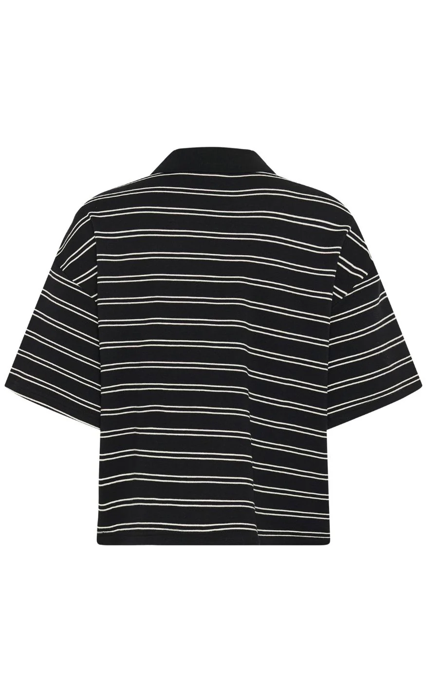 Gestuz T-Shirt - Pilova Polo - Black White Striped - Image 2