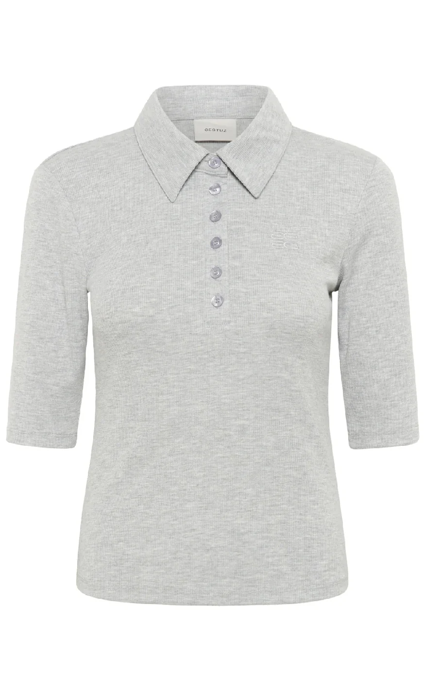 Gestuz Bluse - Drew Polo - Grey Melange - Image 2