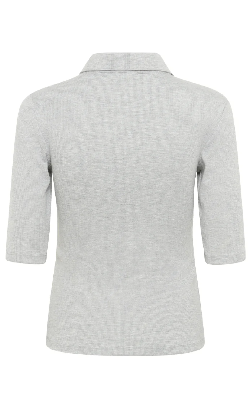 Gestuz Bluse - Drew Polo - Grey Melange - Image 3