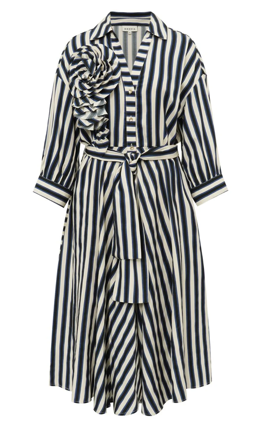 Gossia Kjole - Piper - Navy Creme Stripes