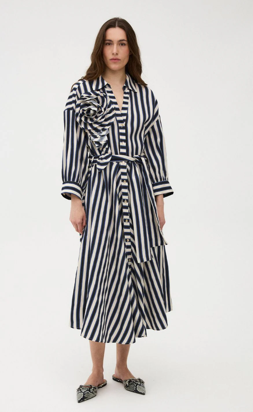 Gossia Kjole - Piper - Navy Creme Stripes - Image 2