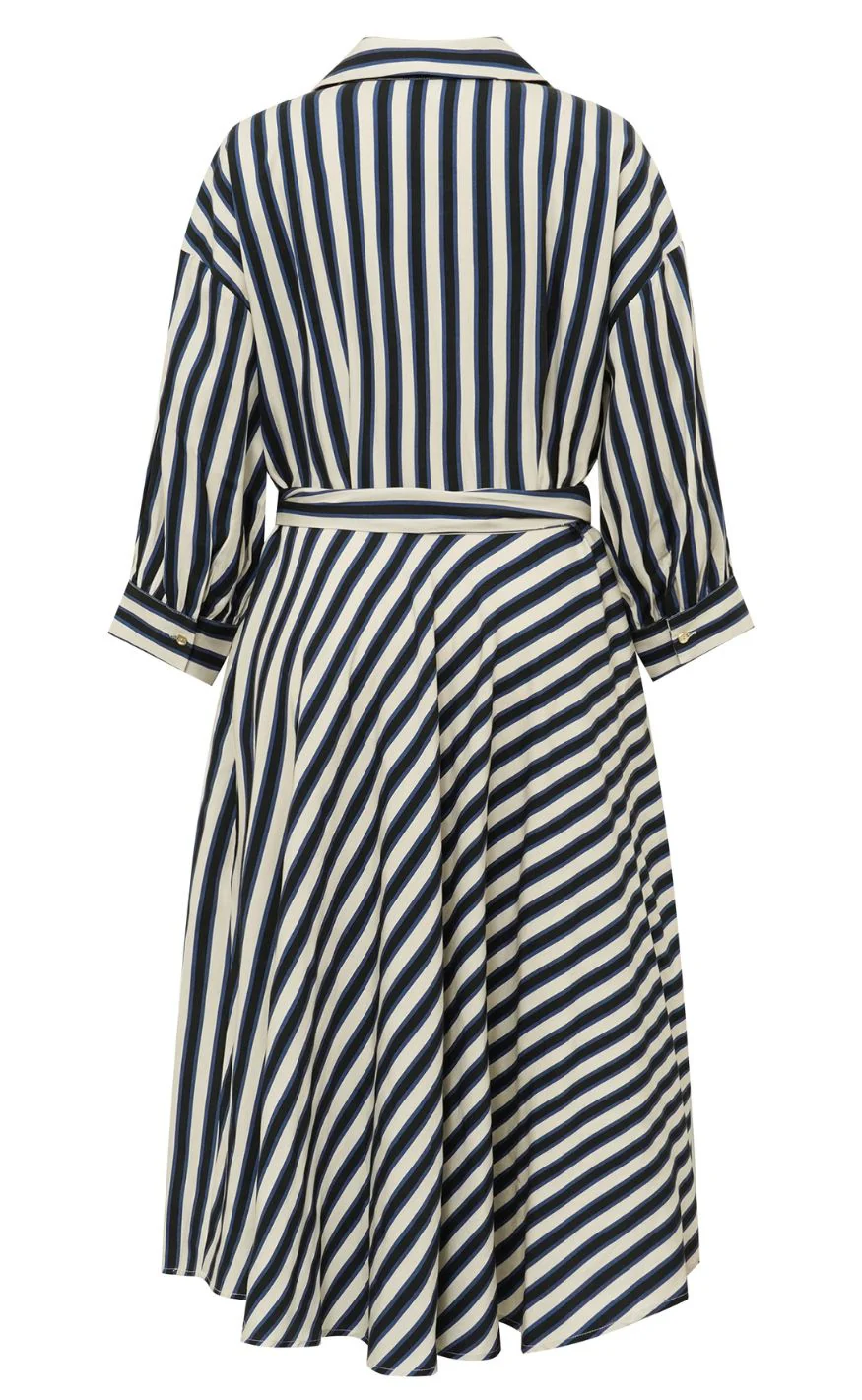 Gossia Kjole - Piper - Navy Creme Stripes - Image 3