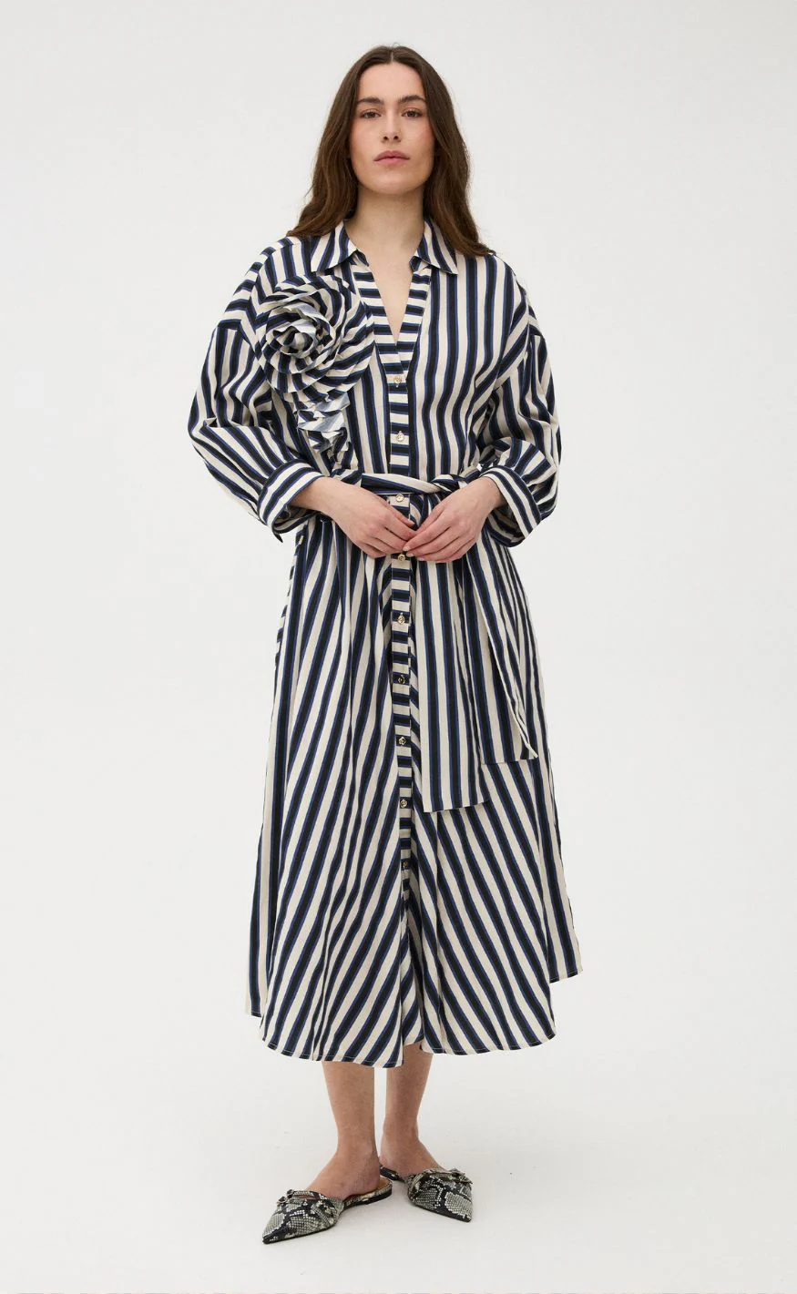 Gossia Kjole - Piper - Navy Creme Stripes - Image 4