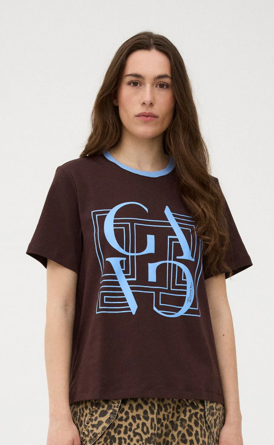Gossia T-shirt - Bas - Chocolate / Blue Print - Image 2