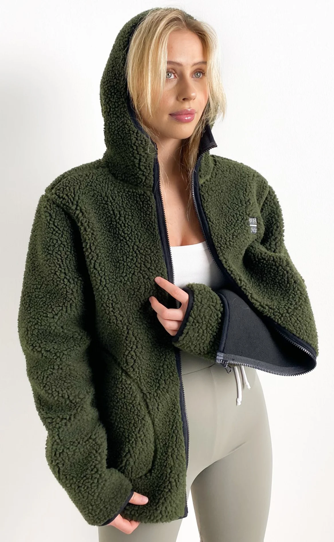 H2O Jakke - Langli Hooded Pile - Army