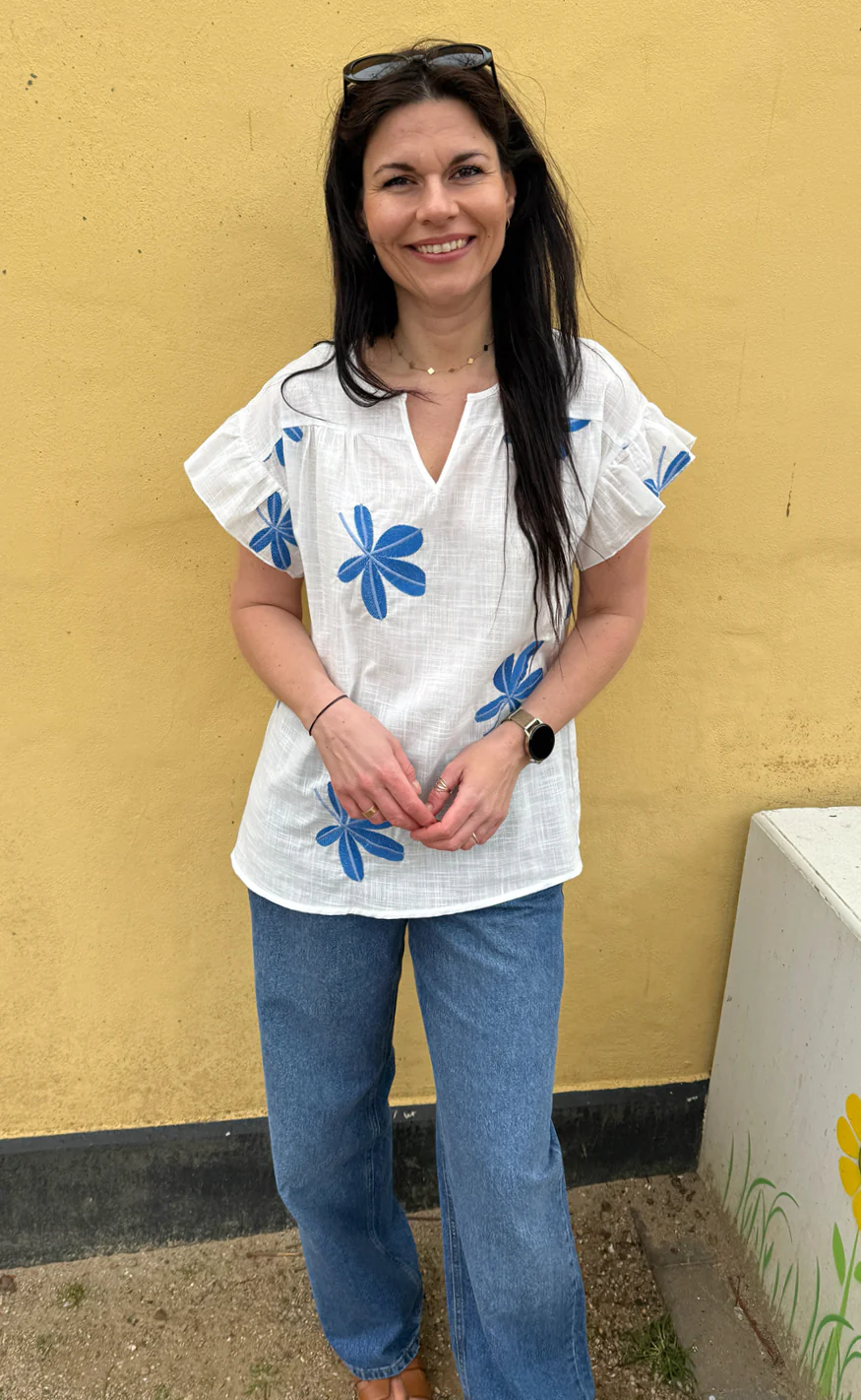 Say INA Copenhagen Bluse - Emma - Blue Leaf Embroidery - Image 4