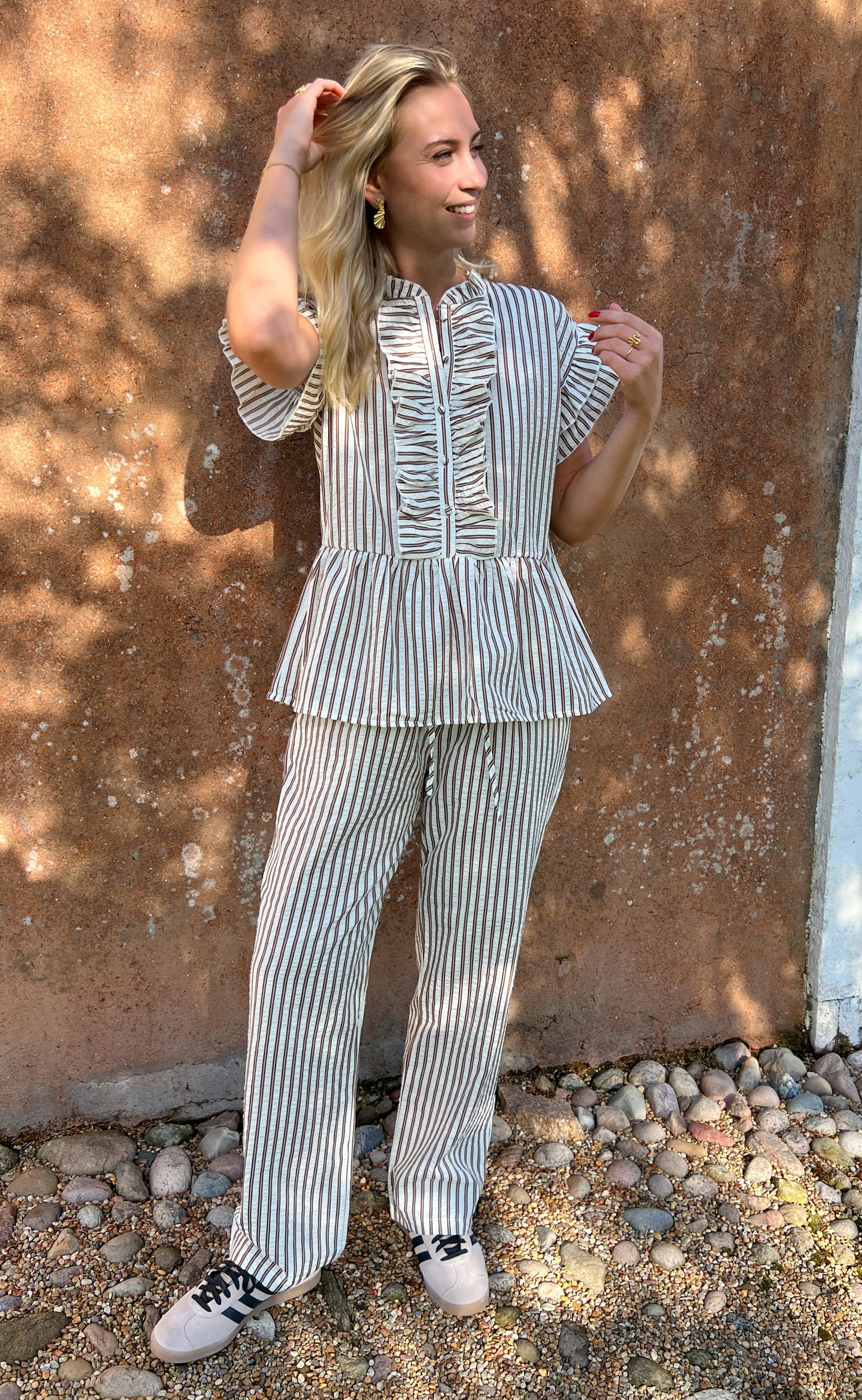 Say INA Copenhagen Bukser - Liv - White / Brown Striped - Image 2