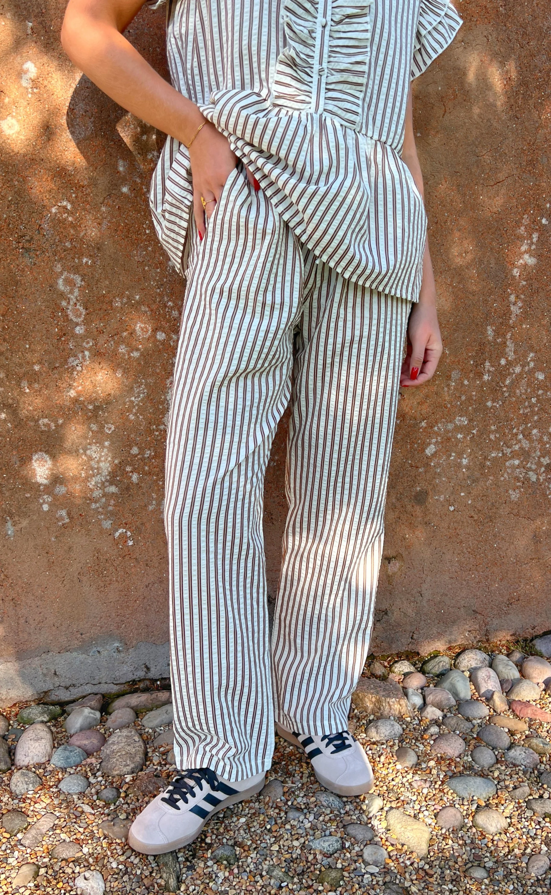 Say INA Copenhagen Bukser - Liv - White / Brown Striped - Image 5