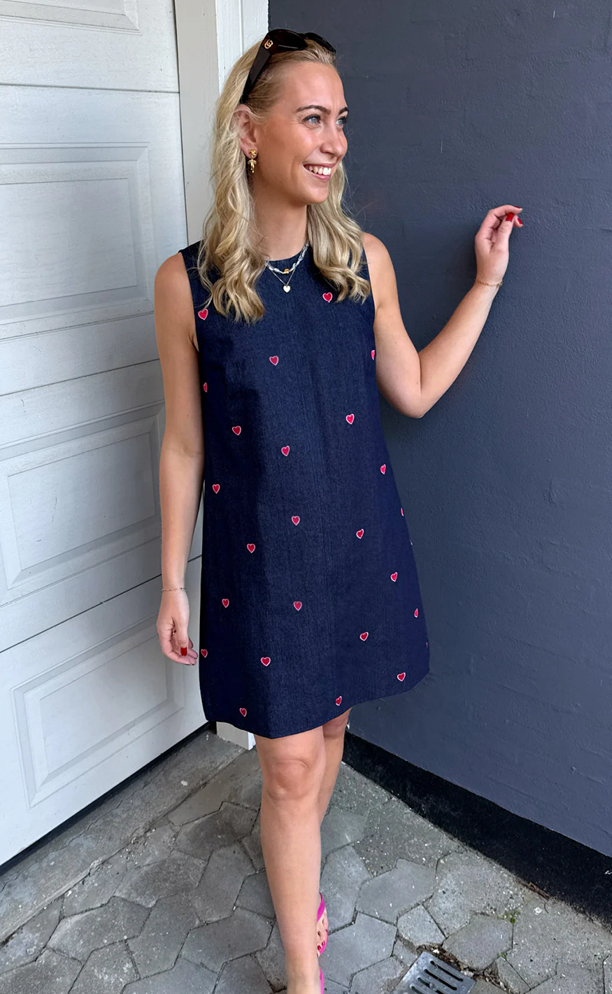 Say INA Copenhagen Kjole - Maja - Dark Blue W. Hearts - Image 2