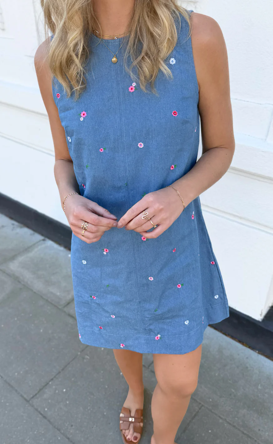 Say INA Copenhagen Kjole - Naja - Denim Blue w. Flowers - Image 3