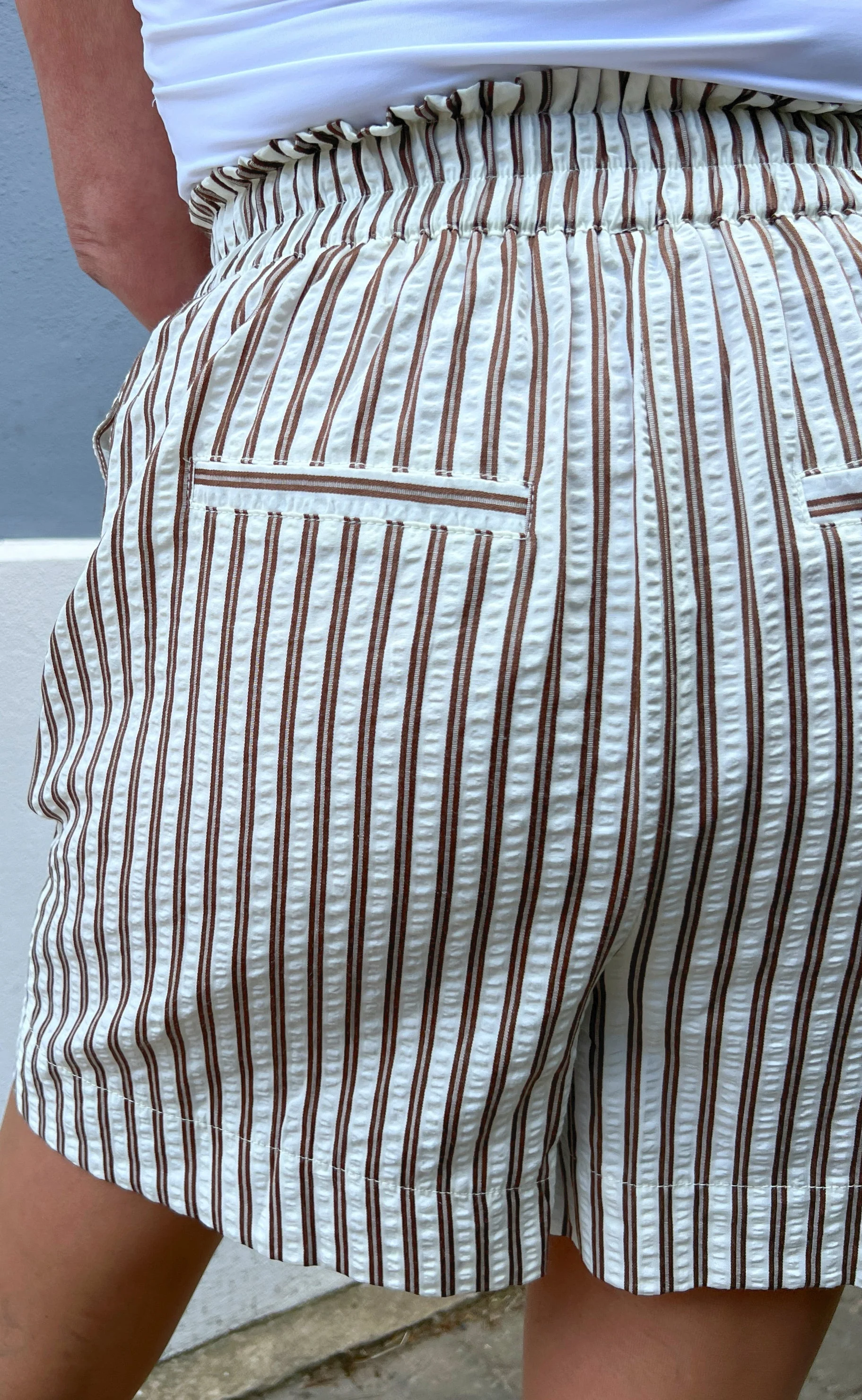 Say INA Copenhagen Shorts - Liv - White / Brown Striped - Image 7