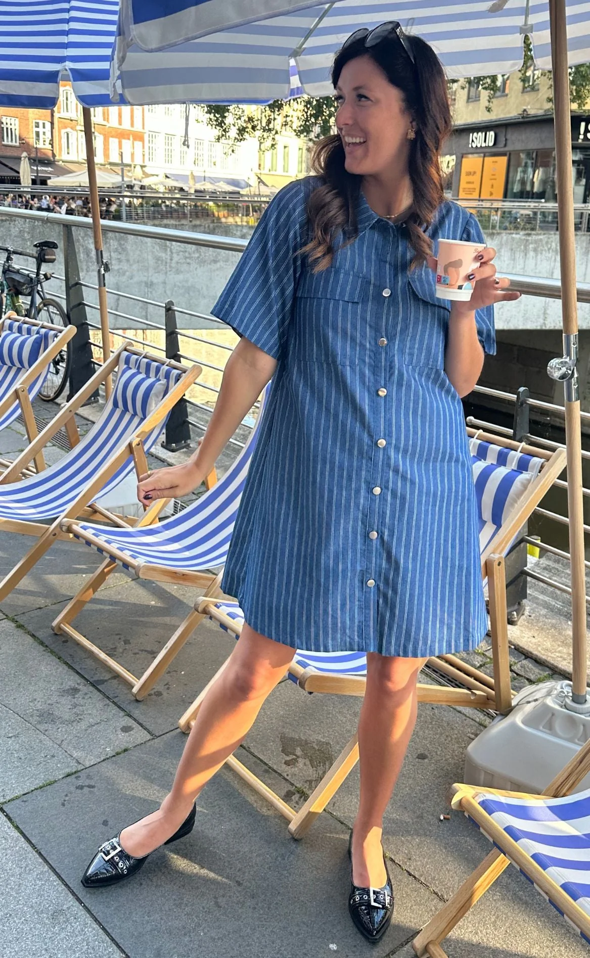 Say INA Copenhagen Kjole - Sif - Denim Blue Pinstripe - Image 5