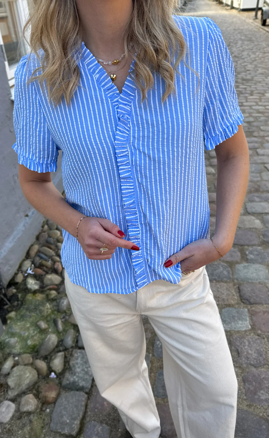 Say INA Copenhagen Top - Catja - Blue Striped - Image 5