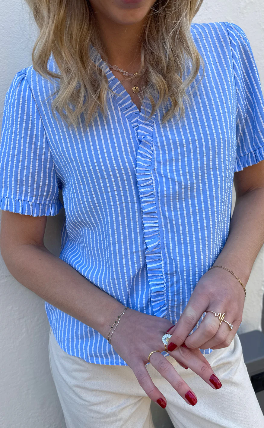 Say INA Copenhagen Top - Catja - Blue Striped - Image 7