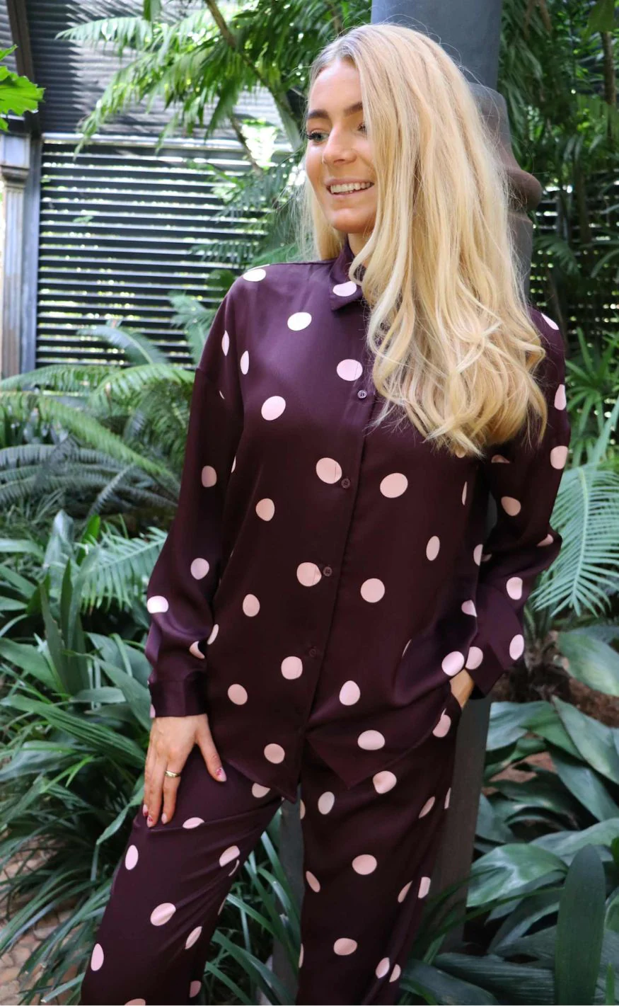 Liberte Skjorte - Dotti - Plum Rose Big Dot - Image 4