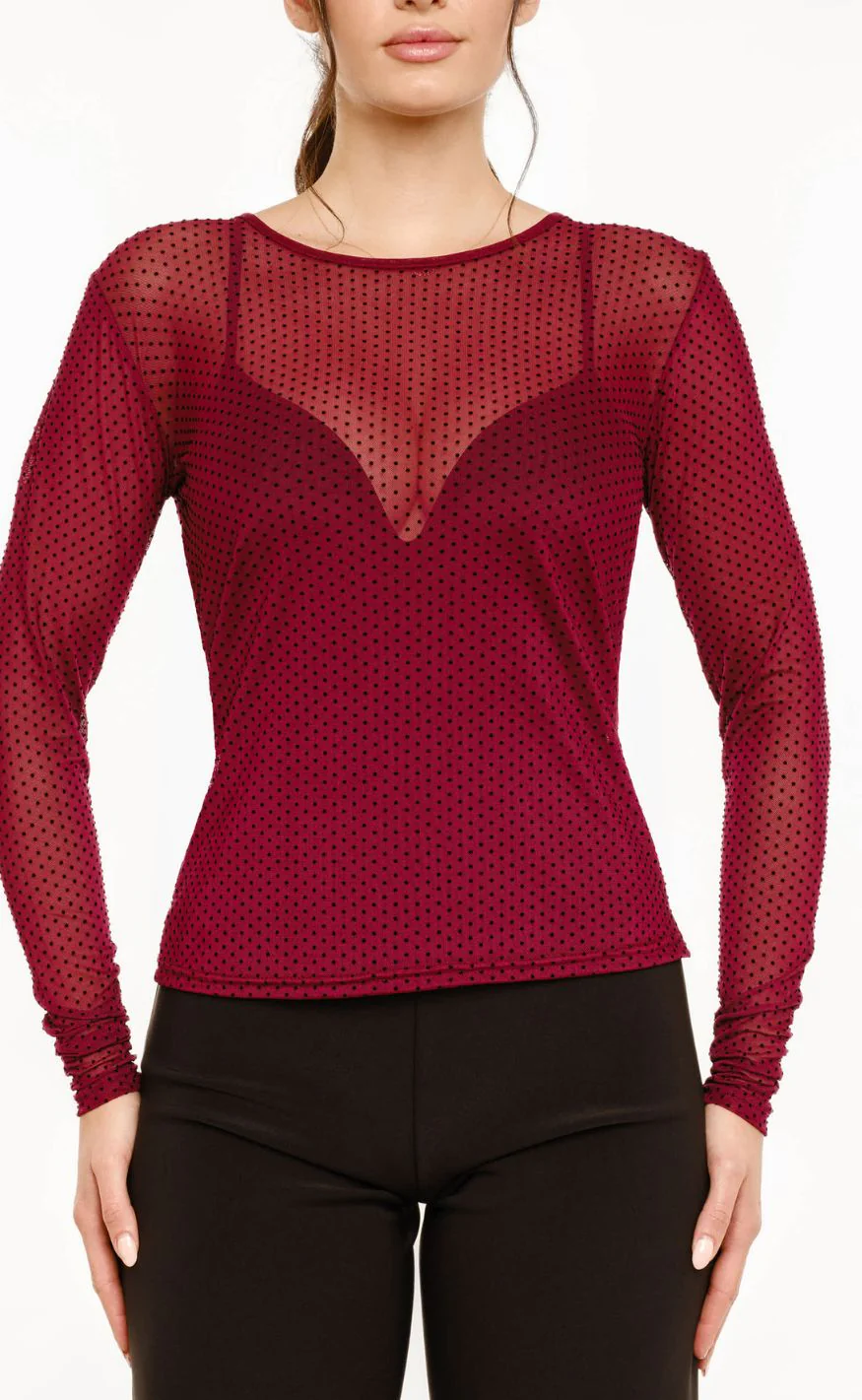 Liberte T-shirt - Mesh Dot LS - Bordeaux
