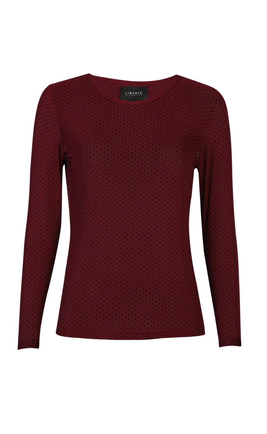 Liberte T-shirt - Mesh Dot LS - Bordeaux - Image 2