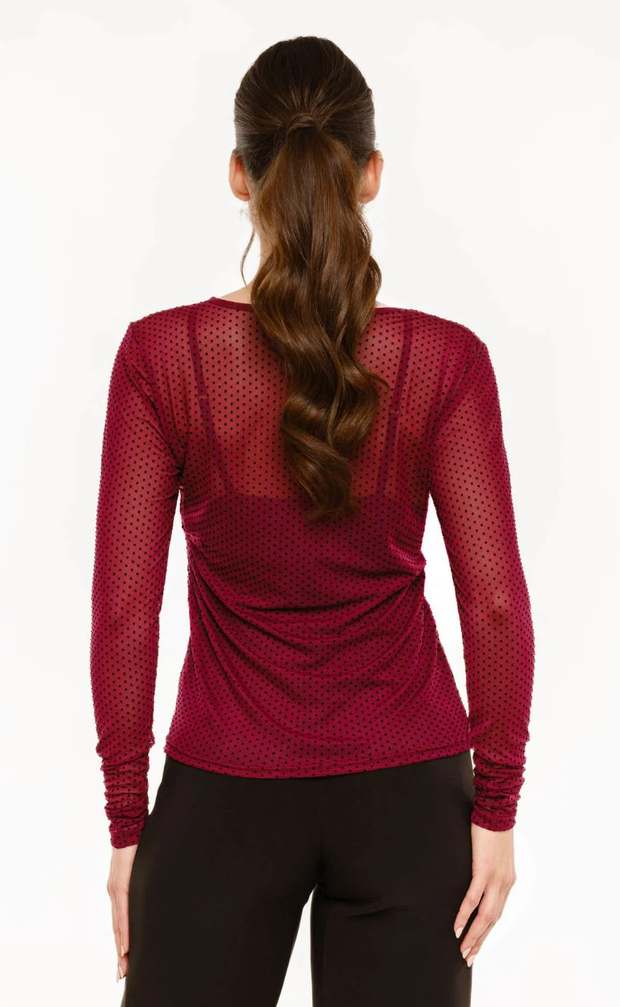 Liberte T-shirt - Mesh Dot LS - Bordeaux - Image 3