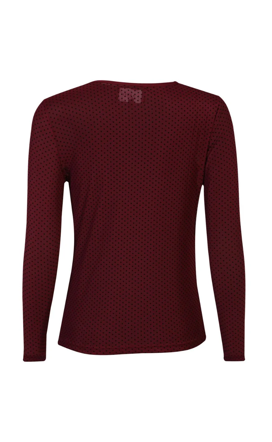 Liberte T-shirt - Mesh Dot LS - Bordeaux - Image 4
