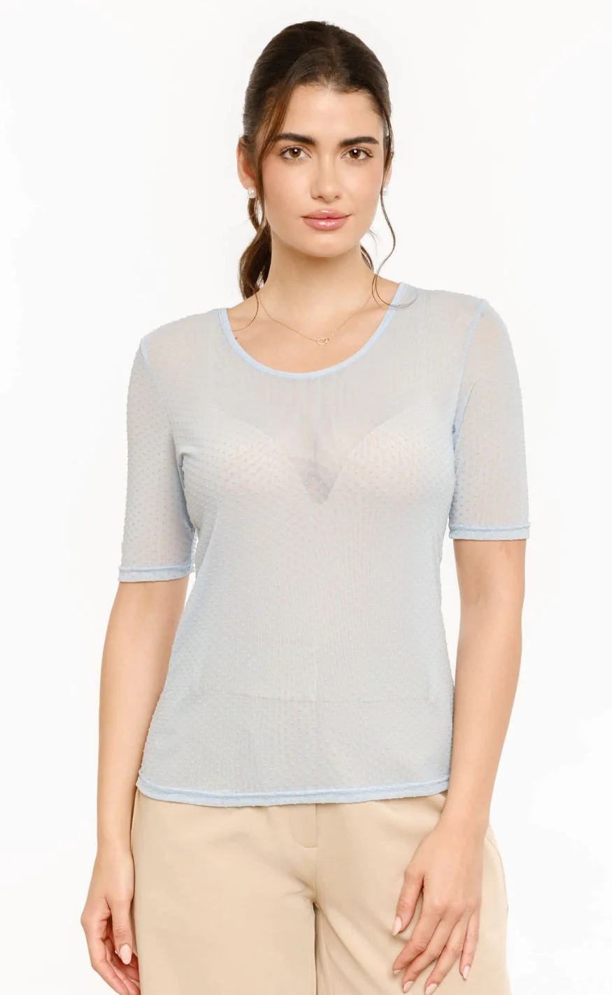 Liberté T-shirt - Mesh Dot - Light Blue