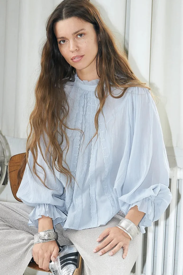 Lollys Laundry Bluse - Presley - Dusty Blue