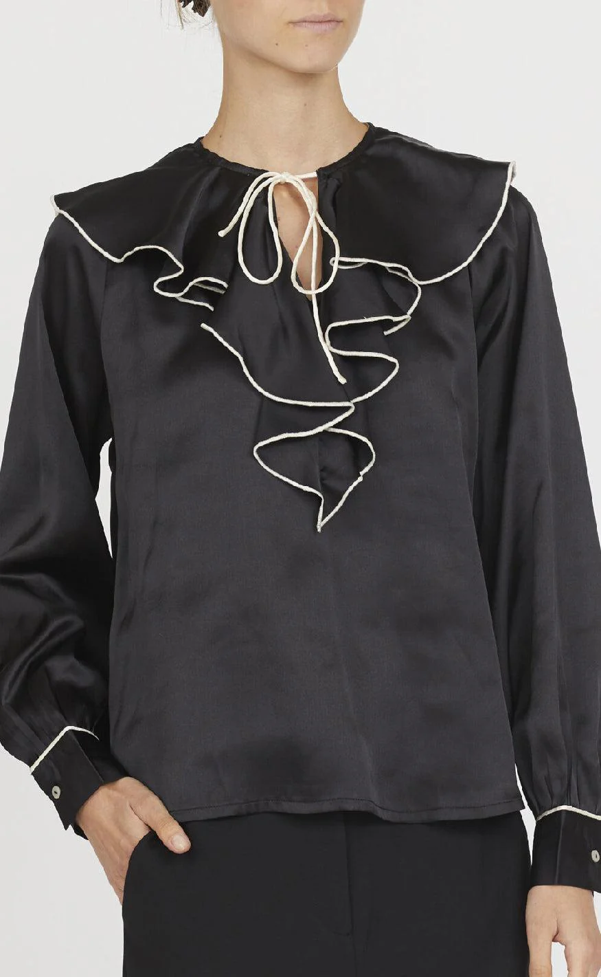 Love & Divine Bluse - Love1241 - Black/Cream - Image 4
