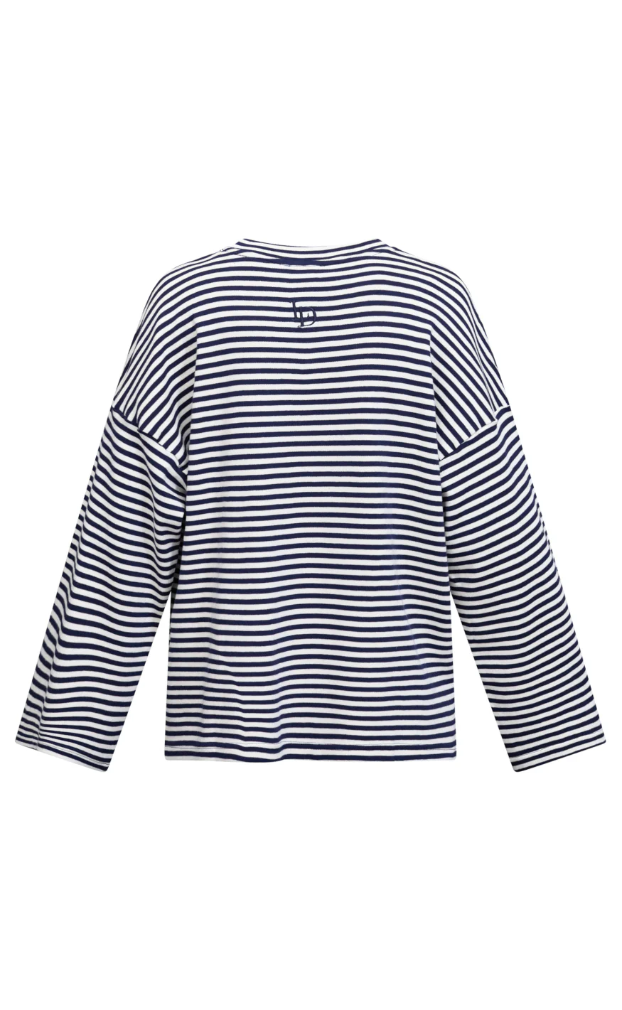 Love & Divine Bluse - Love1505 - Cream/Navy - Image 4
