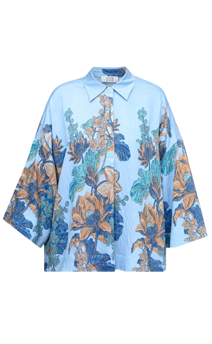 Love & Divine Skjorte - Love1553 - Blue Paisley - Image 2