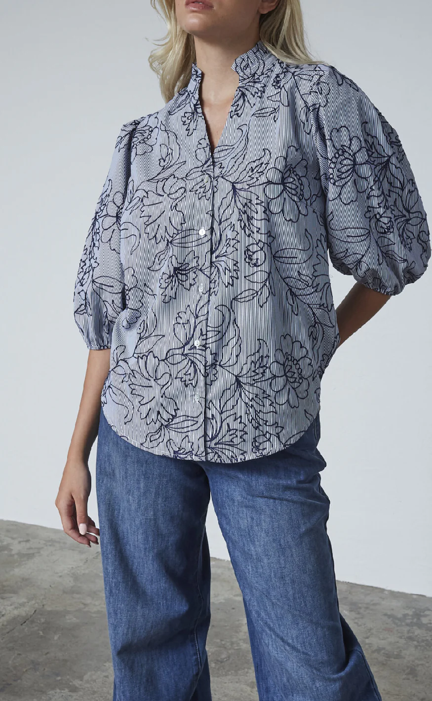 Love & Divine Bluse - Love456-9 - Stripe/Flower - Image 4