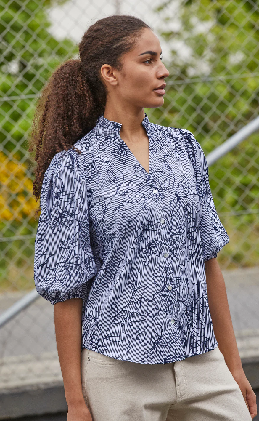 Love & Divine Bluse - Love456-9 - Stripe/Flower - Image 5
