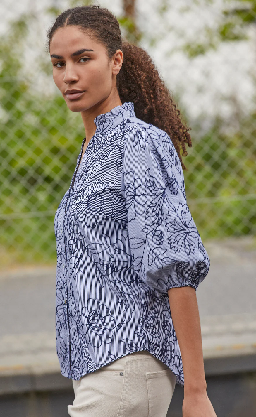 Love & Divine Bluse - Love456-9 - Stripe/Flower - Image 6