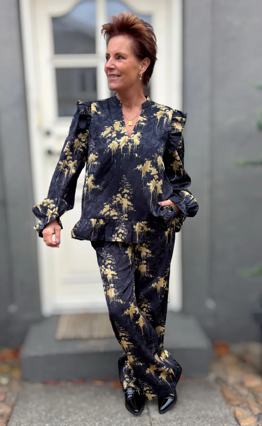 Love & Divine Bukser - Love1024-46 - Gold Print - Image 3