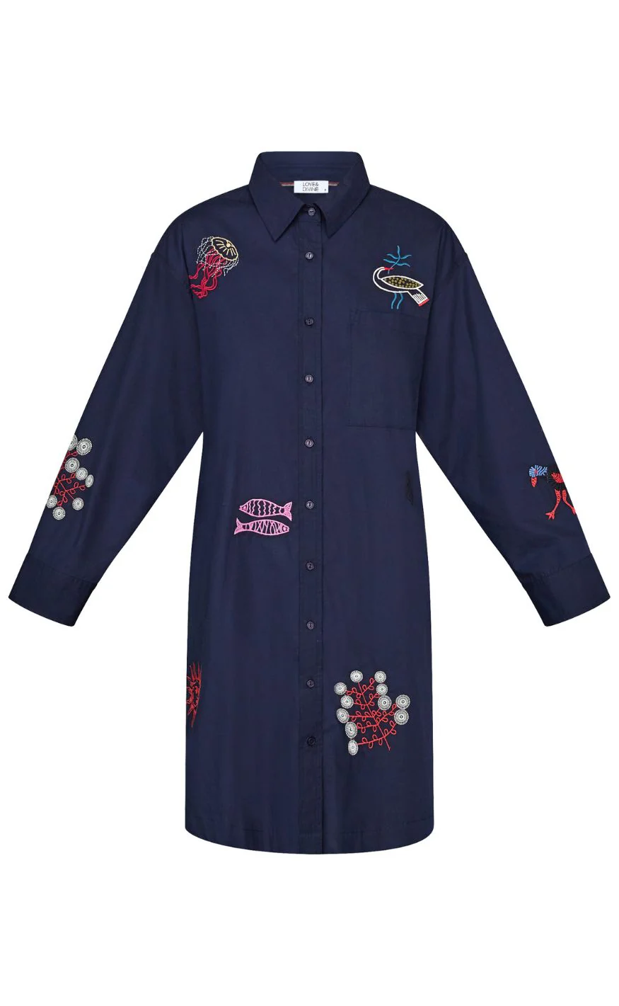 Love & Divine Kjole - love1589 - Navy Emb. - Image 2