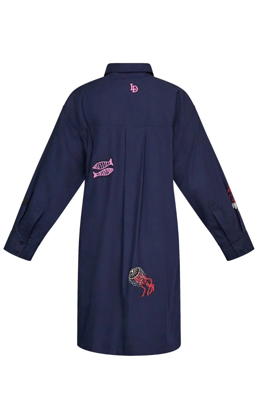 Love & Divine Kjole - love1589 - Navy Emb. - Image 4