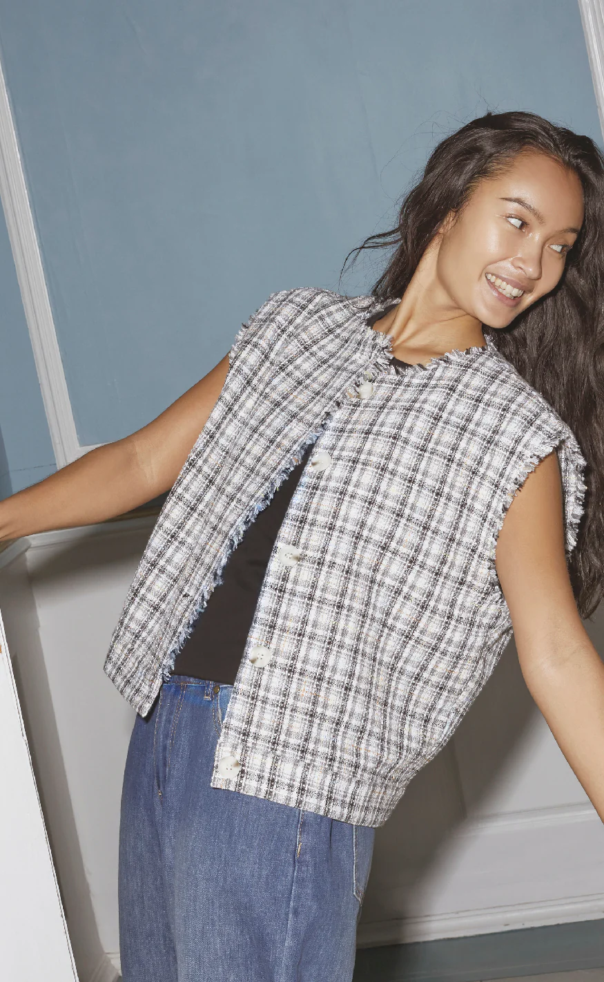 Love & Divine Vest - Love1265 - Grey Check - Image 7