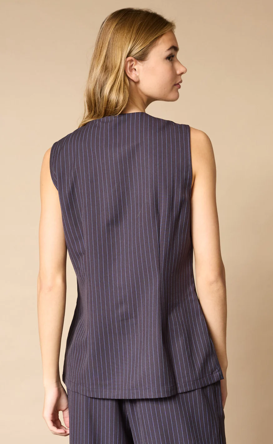 Love & Divine Vest - Love1343-1 - Blue Pinstripe - Image 4