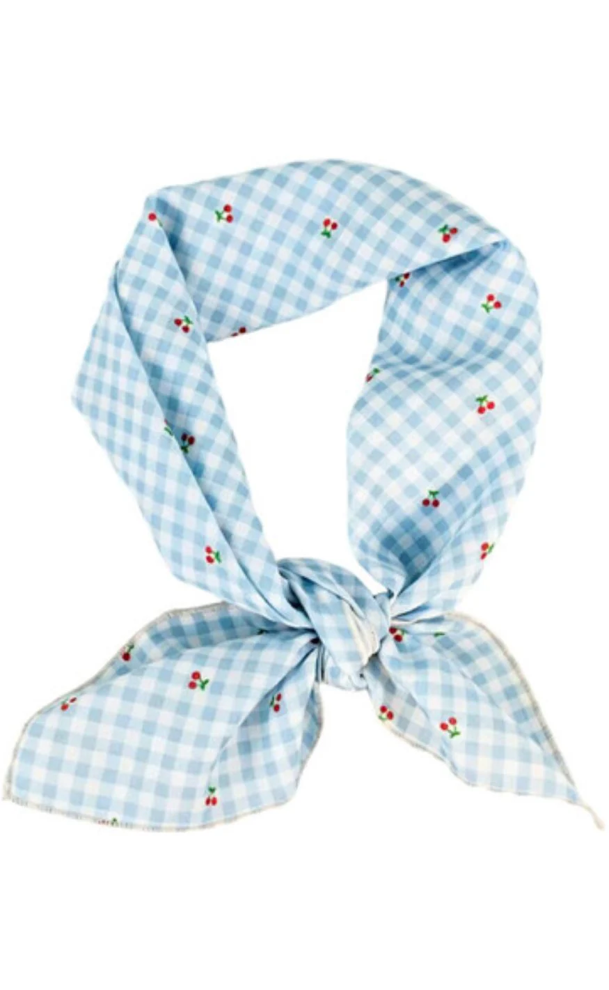 Tim & Simonsen Tørklæde - Ulrika Cotton - Blue-Red Cherry