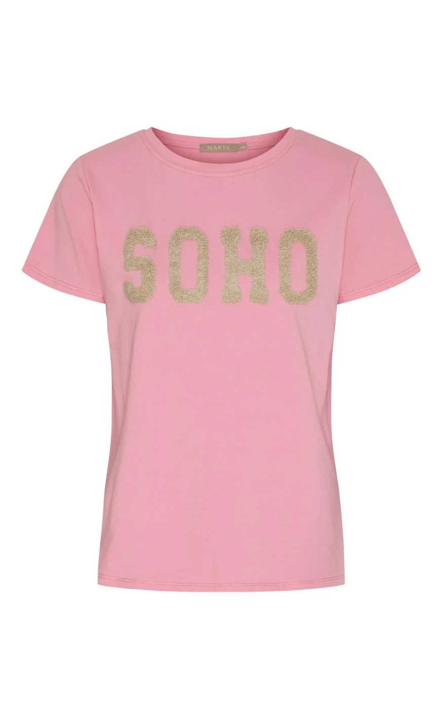 Marta Du Chateau T-Shirt - Herdis - Rosa Barbie/Beige