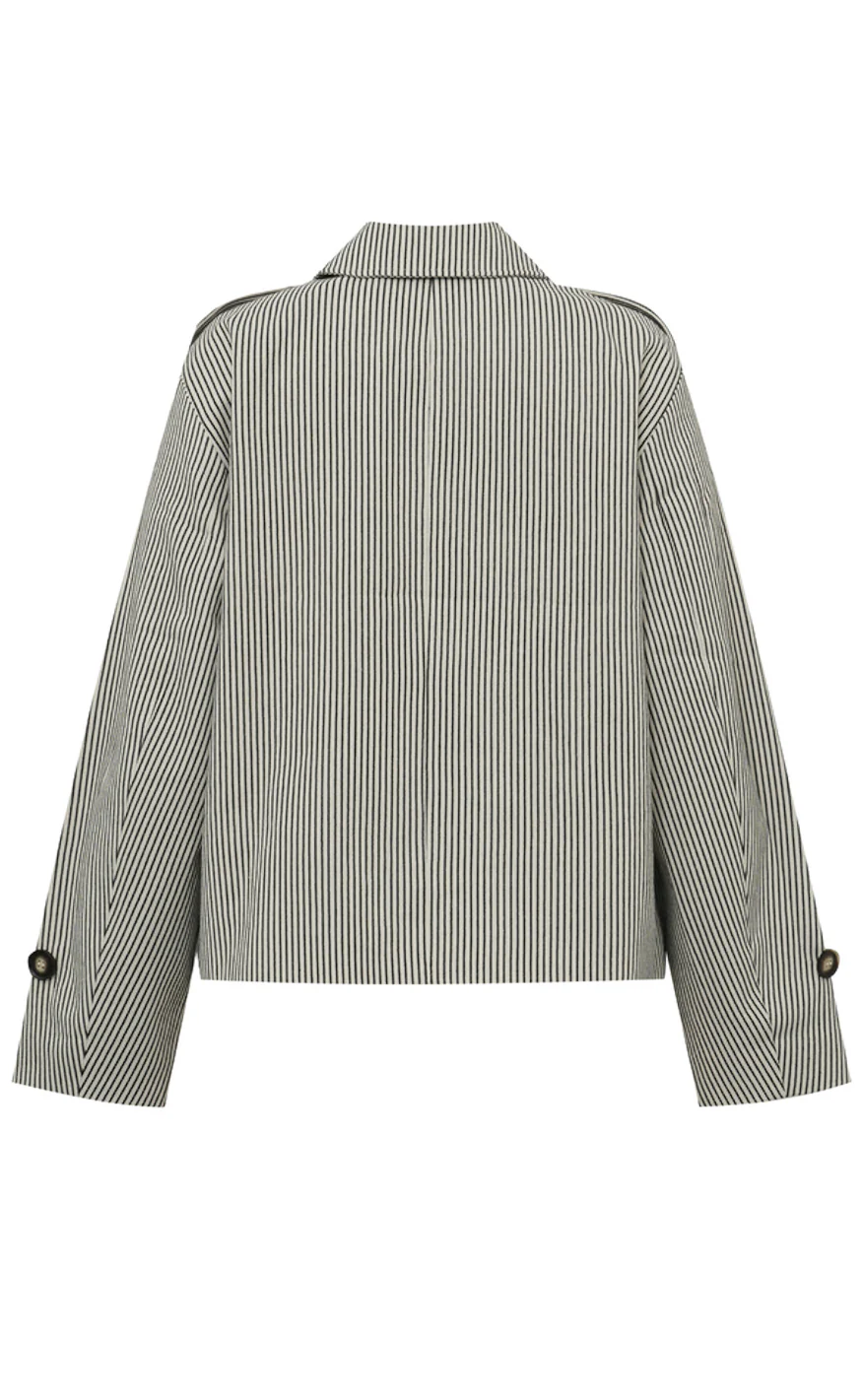 MbyM Jakke - Becker - Black Beige Stripe - Image 3