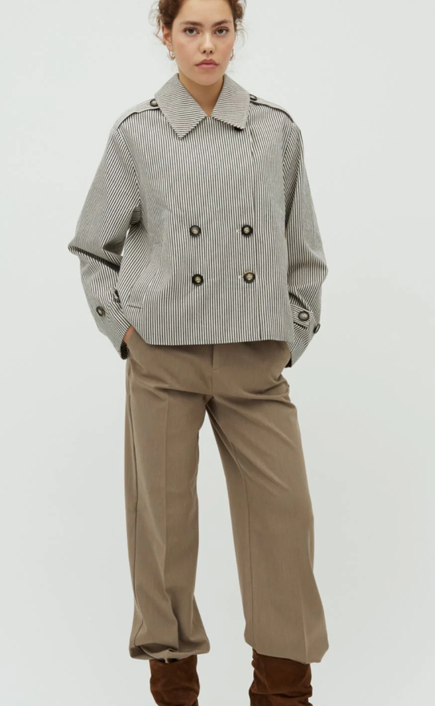 MbyM Jakke - Becker - Black Beige Stripe - Image 6