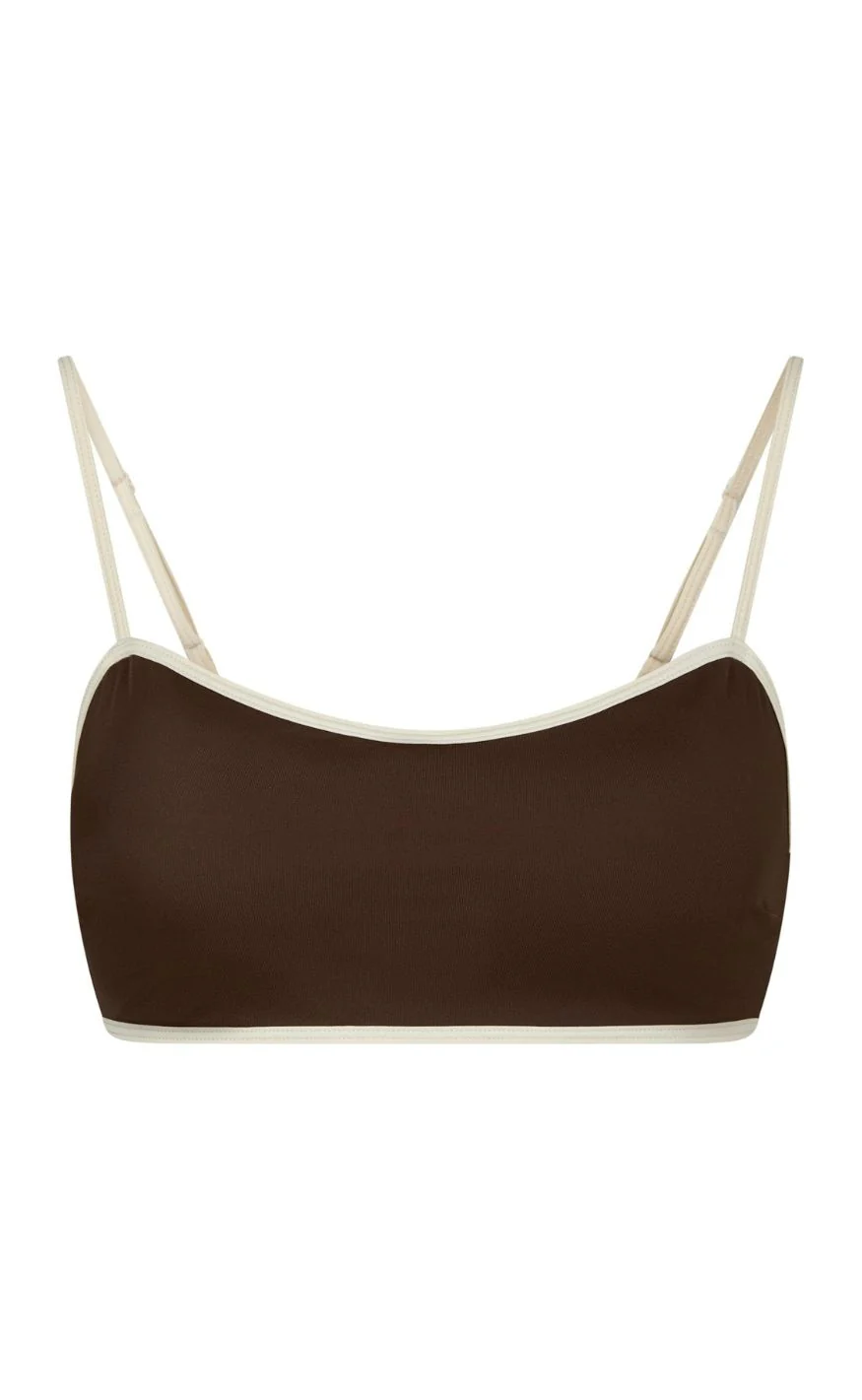 Neo Noir Bikini Overdel - Fia Solid - Dark Brown/Creme - Image 2
