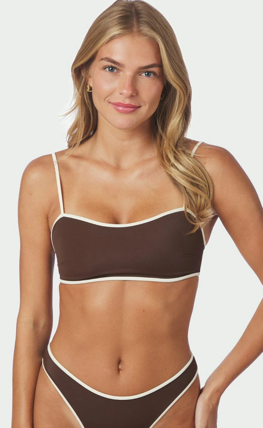 Neo Noir Bikini Overdel - Fia Solid - Dark Brown/Creme - Image 3