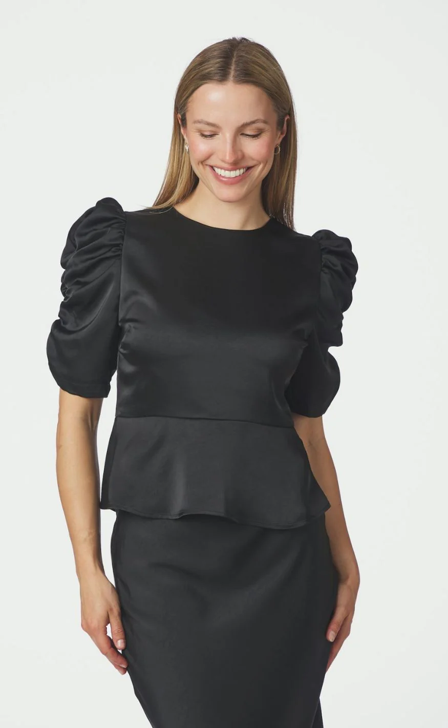 Neo Noir Bluse - Benua Heavy Sateen - Black - Image 2