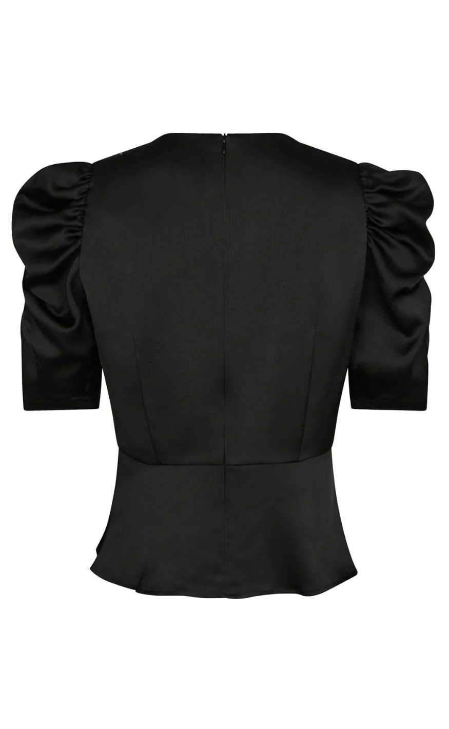 Neo Noir Bluse - Benua Heavy Sateen - Black - Image 3