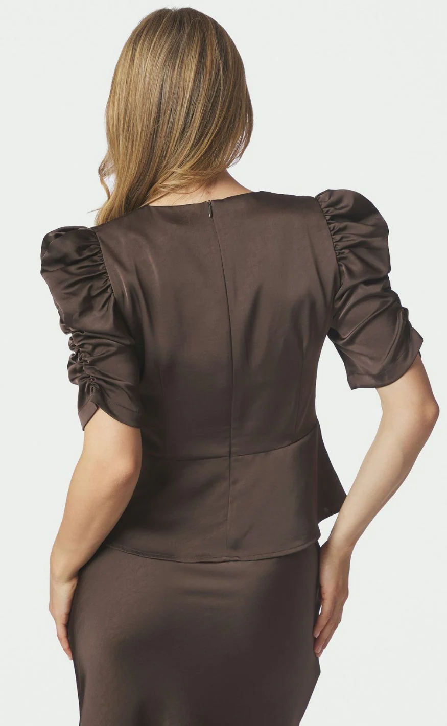 Neo Noir Bluse - Benua Heavy Sateen - Dark Brown - Image 4