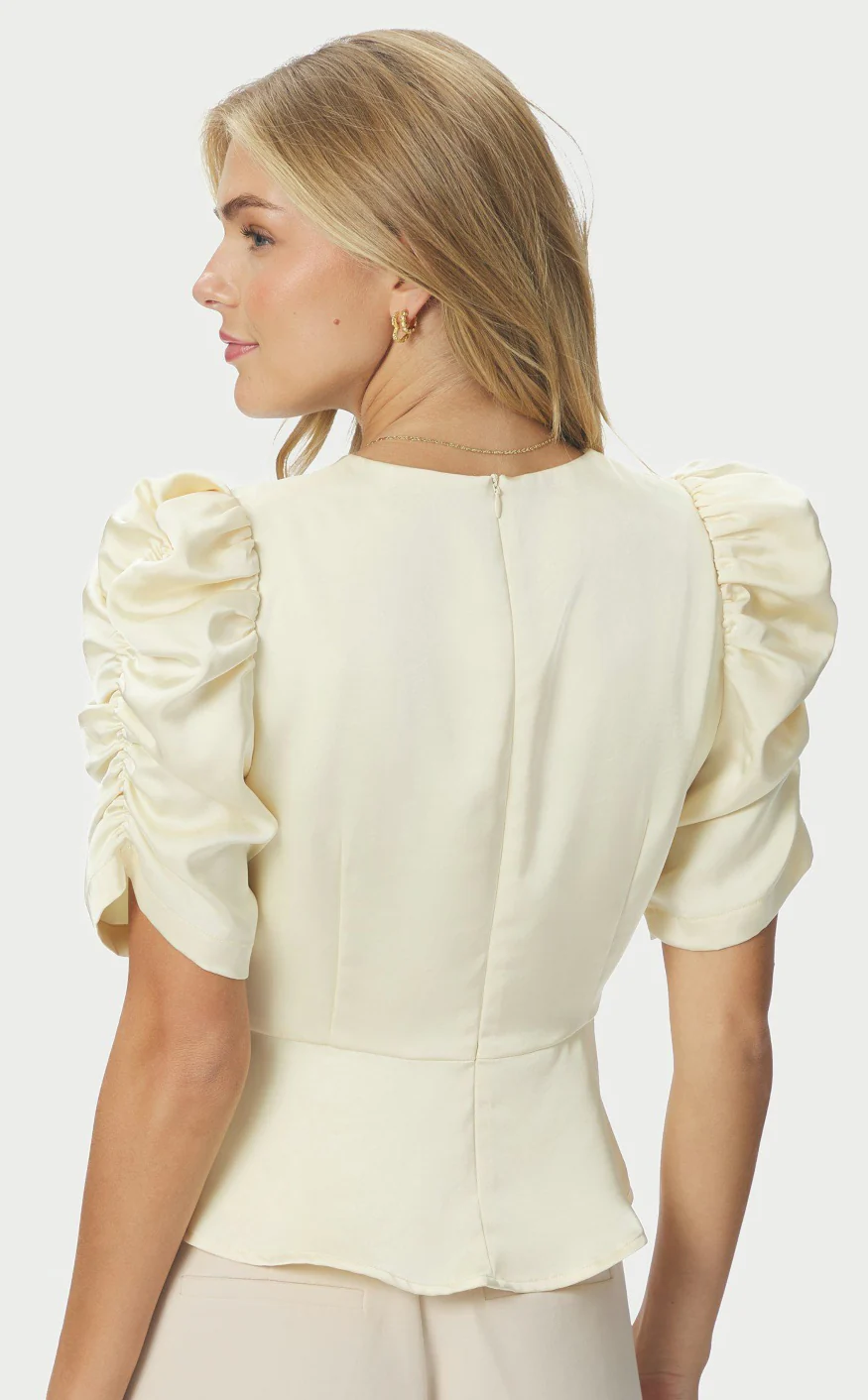 Neo Noir Bluse - Benua Heavy Sateen - Light Yellow - Image 8