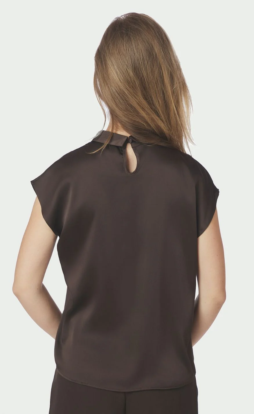 Neo Noir Bluse - Fleur Drapy Satin - Dark brown - Image 3