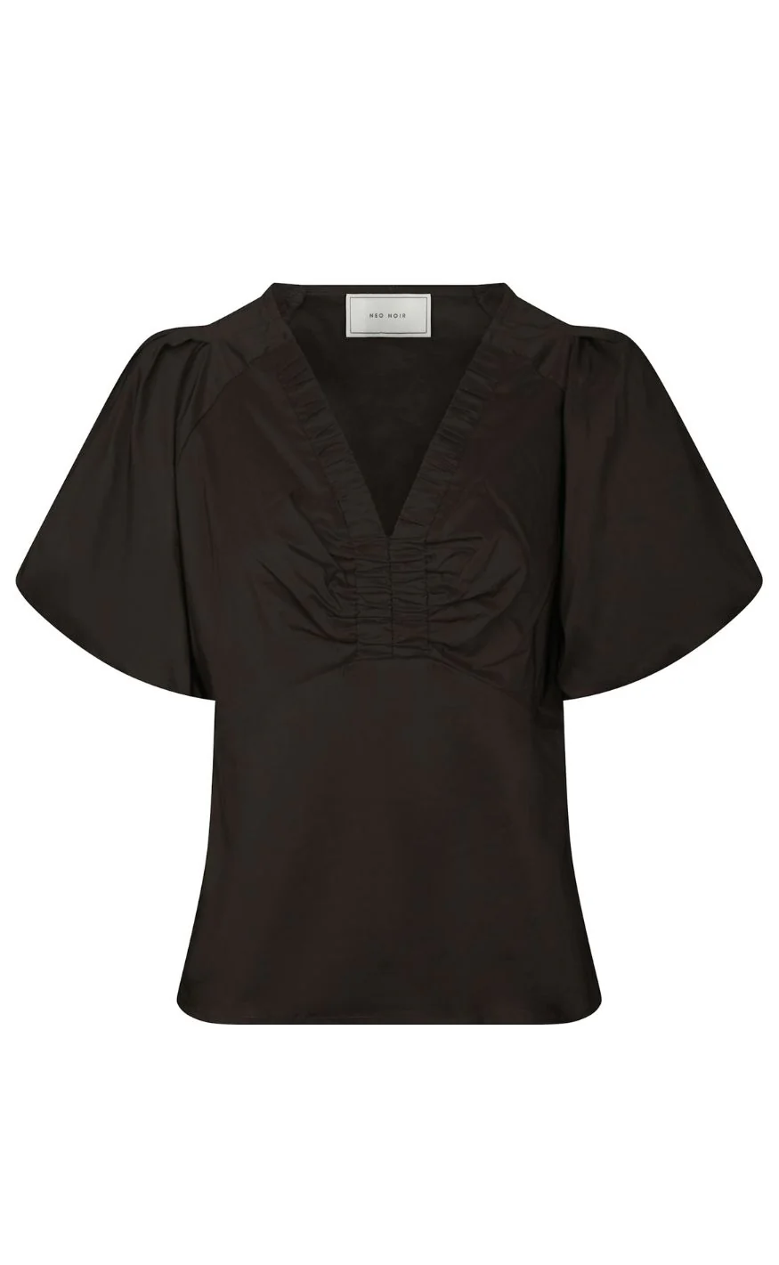 Neo Noir Bluse - Irina Poplin - Chocolate Brown