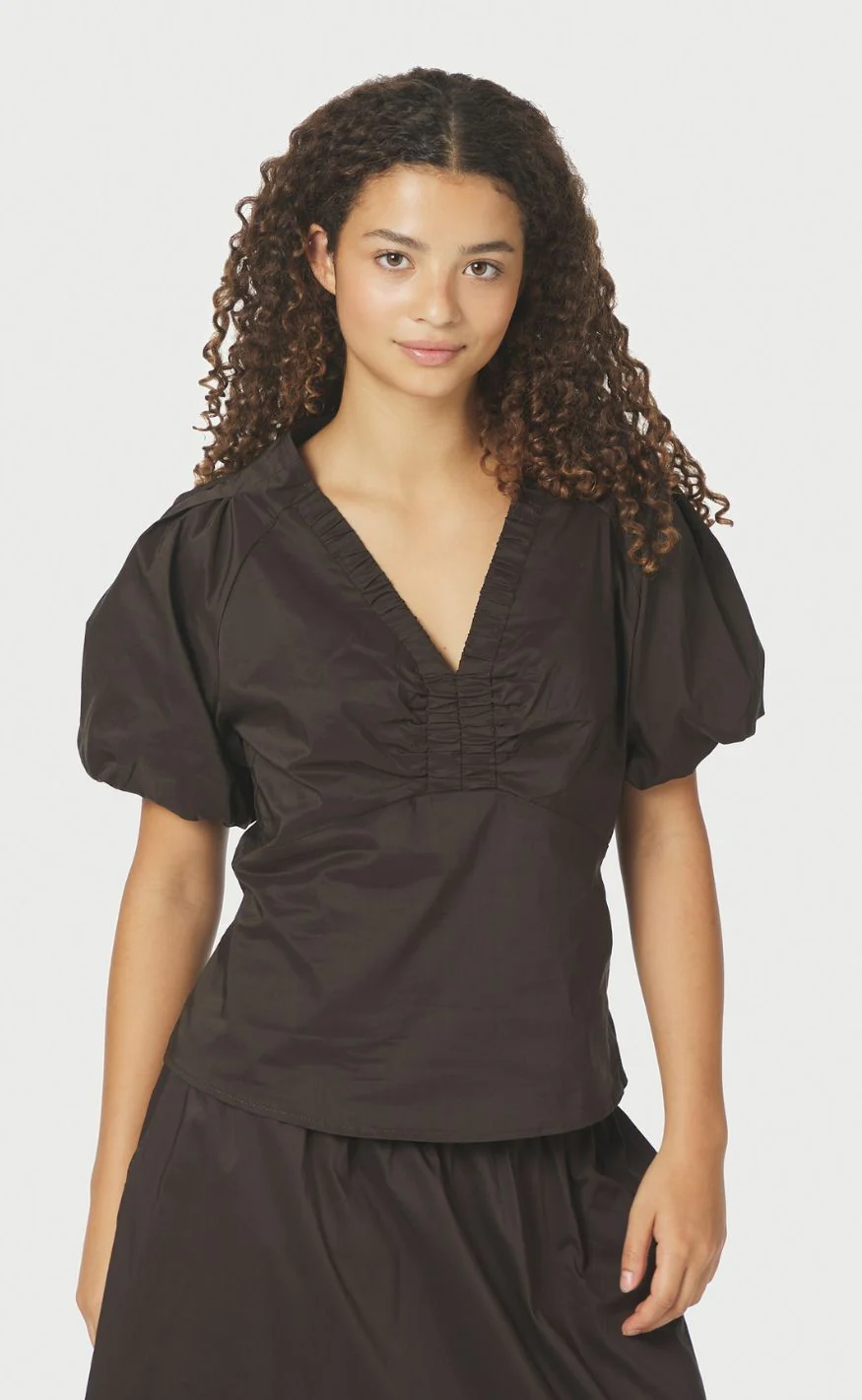 Neo Noir Bluse - Irina Poplin - Chocolate Brown - Image 2