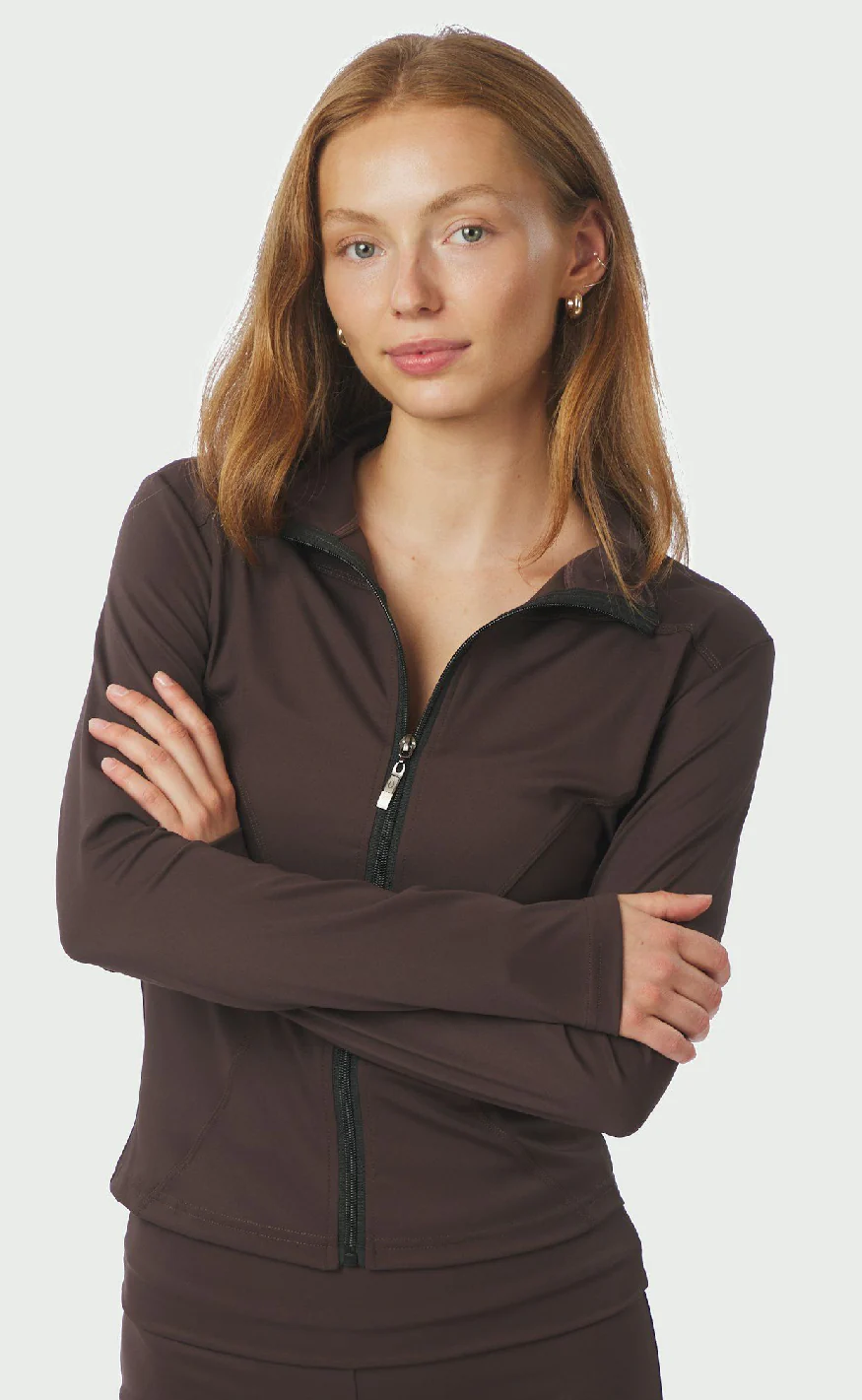 Neo Noir Bluse - Nolana Zip - Chocolate Brown - Image 6